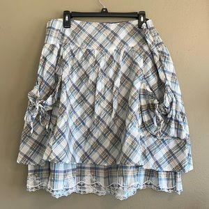Venezia Plaid Layered Skirt Blue 14 Plus Size